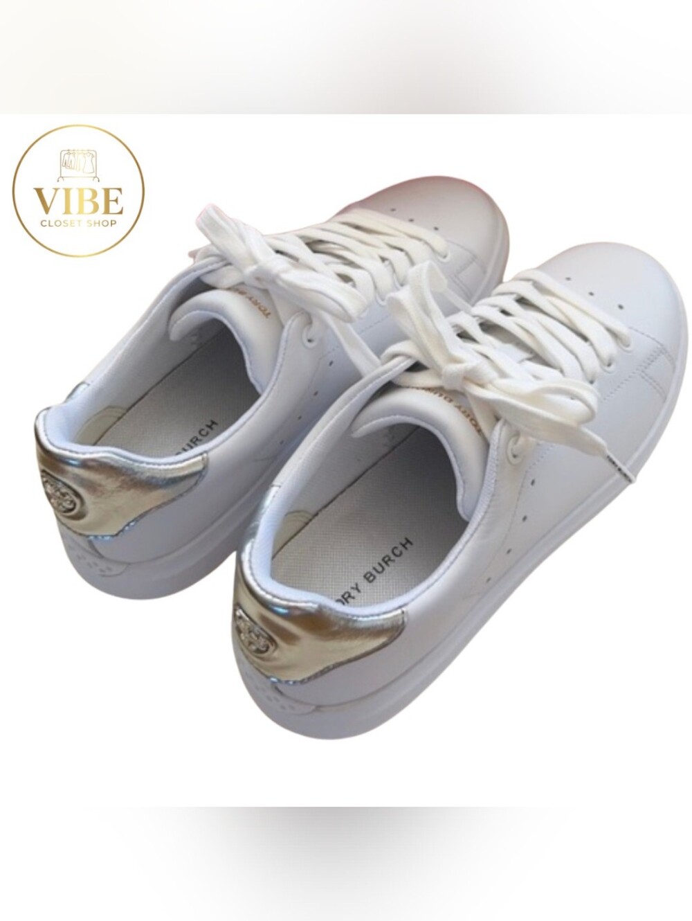 Tory Burch White Leather Low-Top Sneakers - Picture 4 of 5
